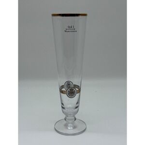 Warsteiner German Pilsner Beer Glass 0.4L Gold Rim Footed Flute Stemmed Barware